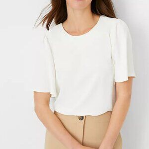 size L - Ann Taylor - crepe blouse ivory white